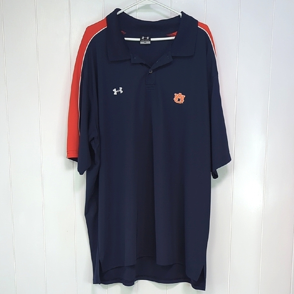 Like New Auburn Under Armour Men's Navy and Orange Polo Shirt